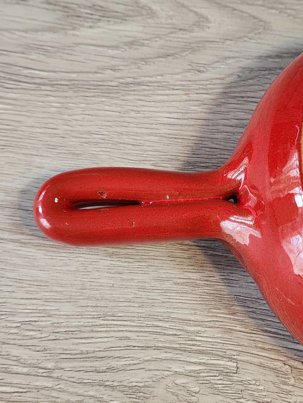 Red Glazed Terracotta Soup Chili Handled Bowl Made in Italy by De Silva
